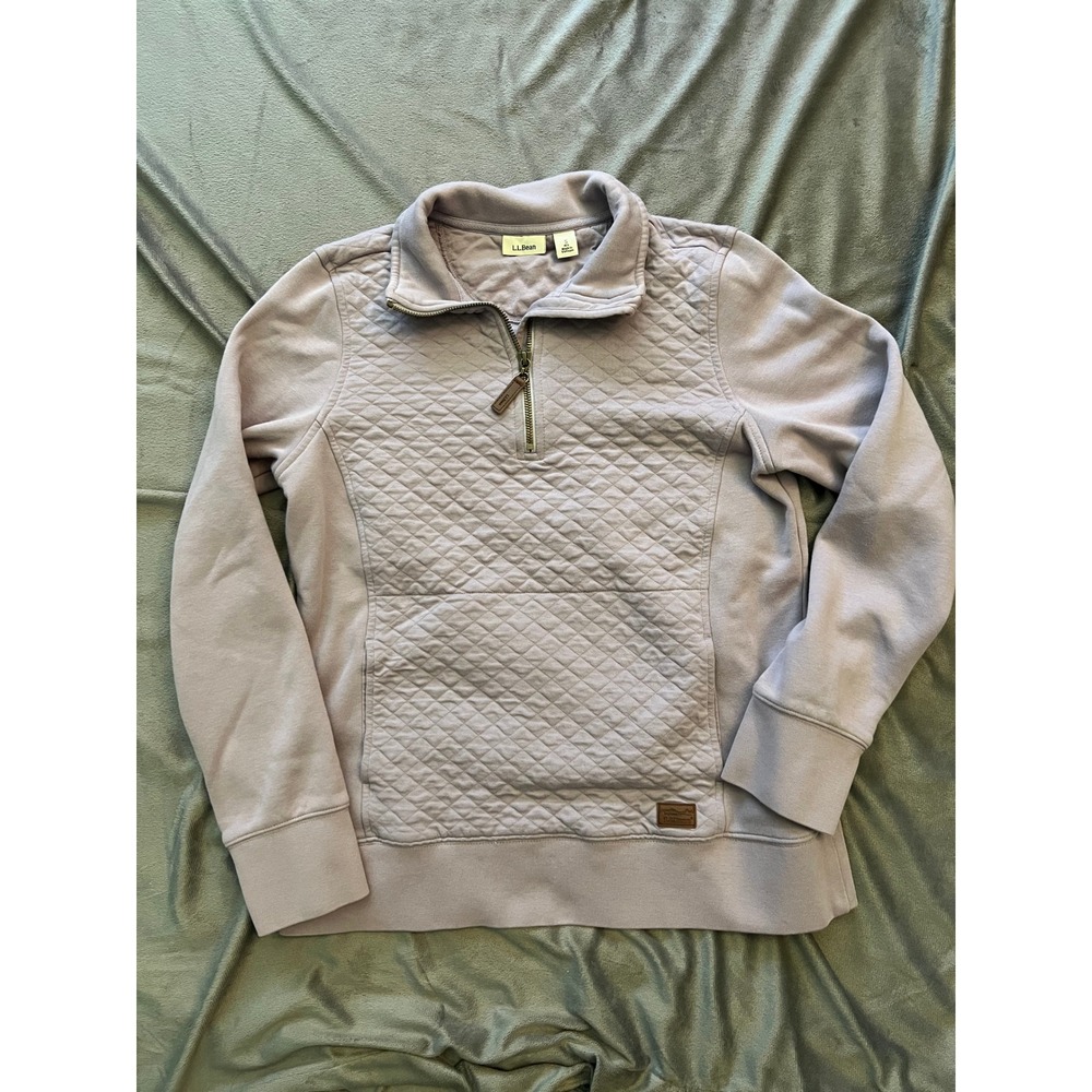 LL Bean Quilted Quarter Zip Sweatshirt Pale Lavender Purple Pullover‎ 502745 S